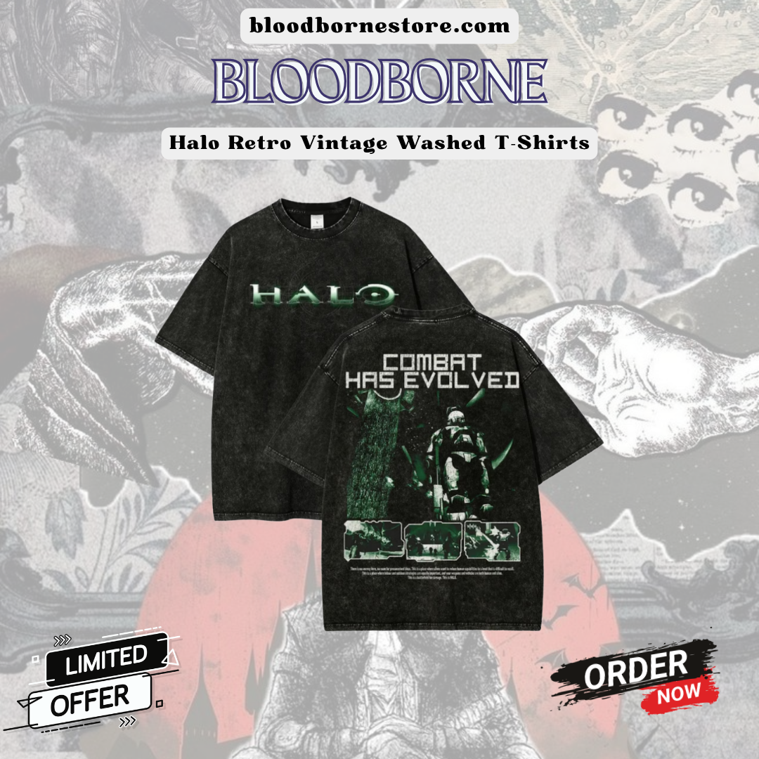 Halo Retro Vintage PTTTT0804 Washed  Bloodborne T-Shirts